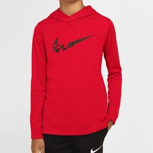 Dri-Fit Nike Kids Red Hooded Long Sleeve